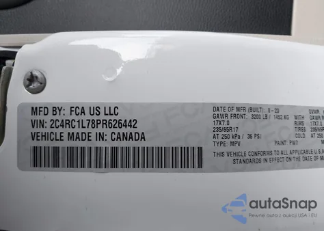 2023 Chrysler Pacifica Hybrid Touring L z USA, uszkodzony, nr VIN 2C4RC1L78PR626442